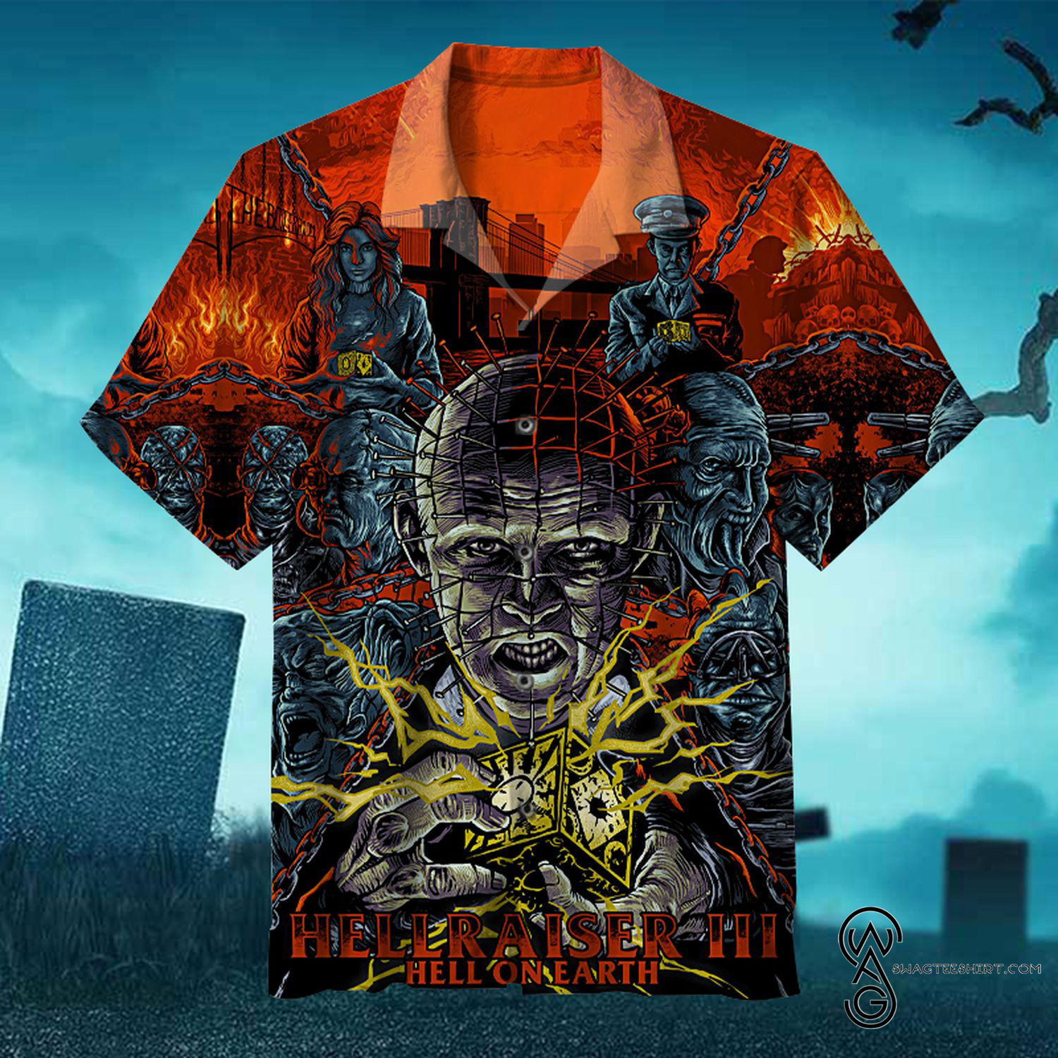 [Top Trending] Hellraiser Film Series Halloween Casual Beach Full Printing Hawaiian Shirt